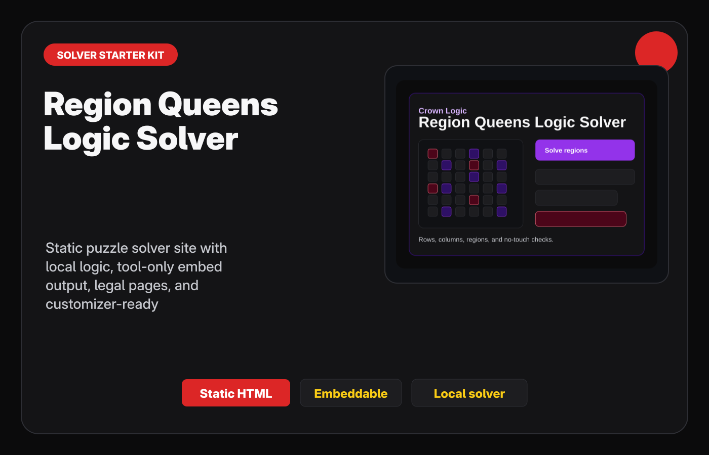Region Queens Logic Solver Starter Kit Gumroad-style product cover.