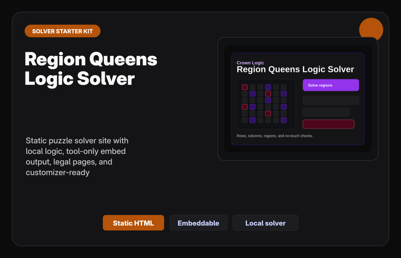 Region Queens Logic Solver Starter Kit Gumroad-style product cover.